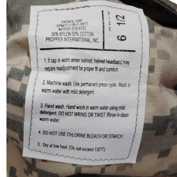 Digital ACU Camo Patrol Cap Size 6-1/2 Ripstop 50/50 Nylon/Cotton Propper Inter. - Picture 4 of 5